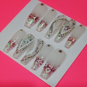 Glittery Nail Art Set with Rhinestones